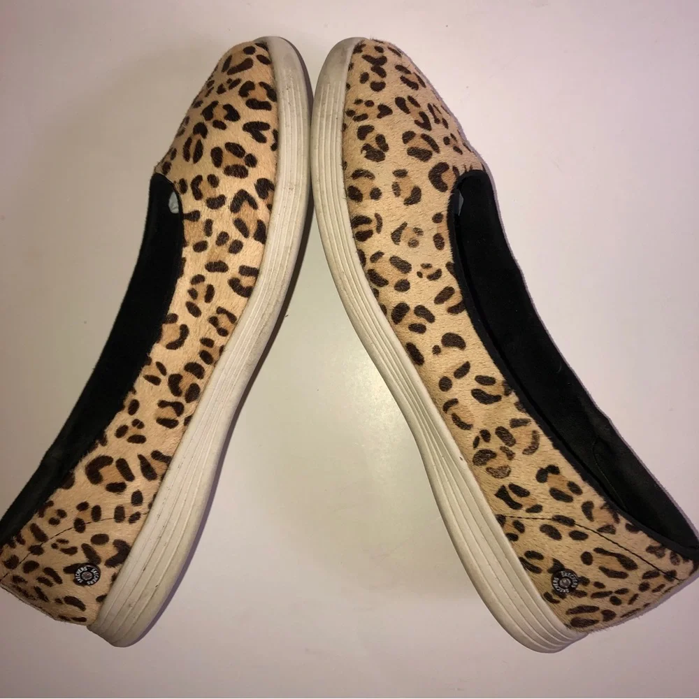 Sz 8 Skechers On the Go Capri Leopard Calfhair Ballet Flat Slip Ons